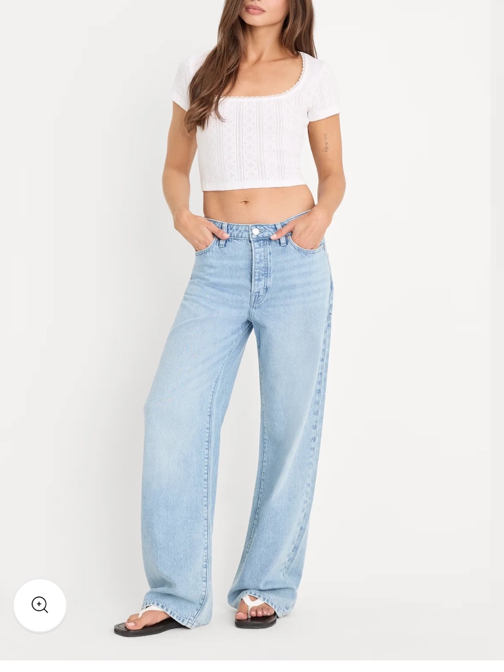 Good American Light Blue weightless Wide Jeans